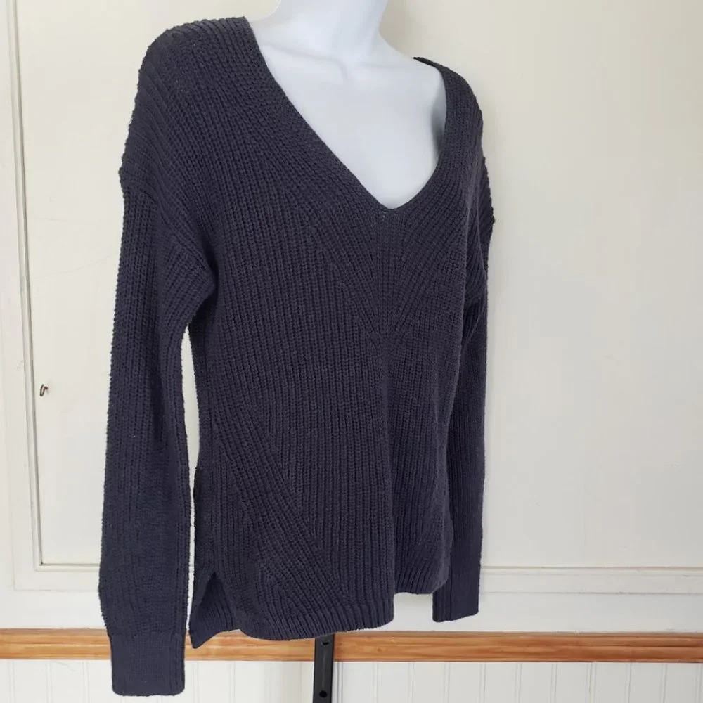 Madewell Womens Sweater XXS Navy Blue Pullover V-neck Cotton Long Sleeve NEW - Picture 3 of 12